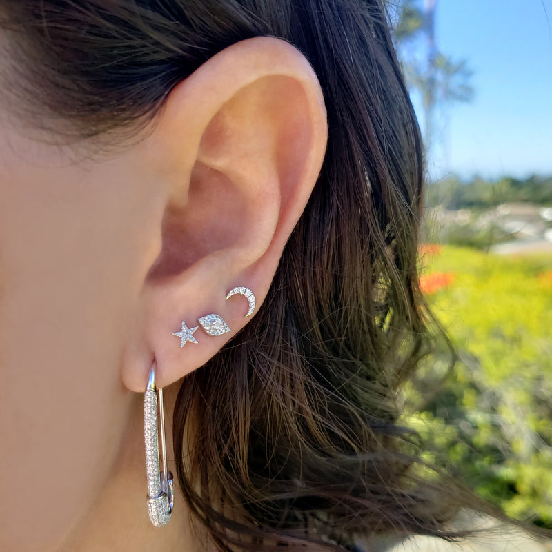 Gold & Diamond Mini Moon Earring - The Ear Stylist by Jo Nayor