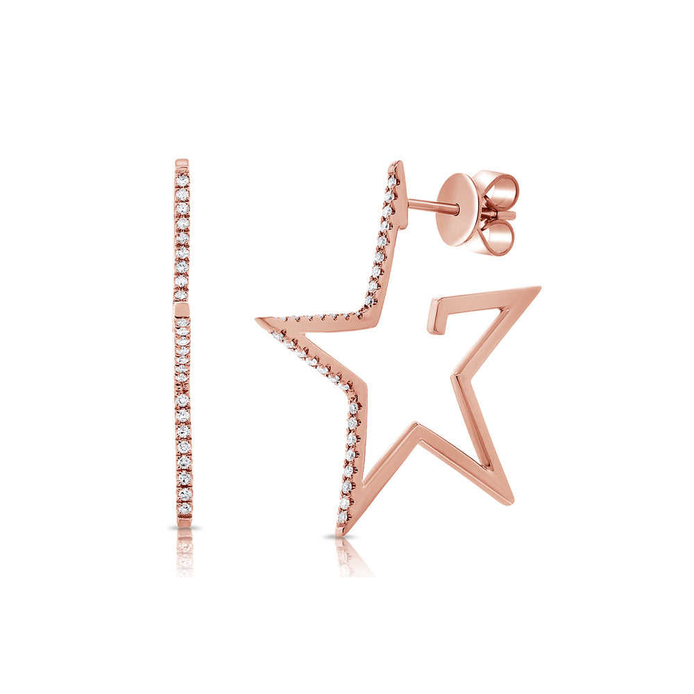 Superstar 14K Gold and Diamond Star Hoop Earrings - The Ear Stylist by Jo Nayor
