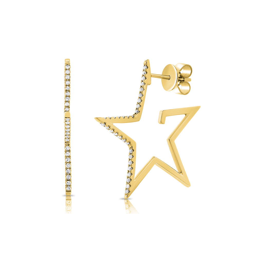 Superstar 14K Gold and Diamond Star Hoop Earrings - The Ear Stylist by Jo Nayor