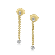 Tethered Baguette Stud with Illusion Drop - Earrings - Ear Stylist