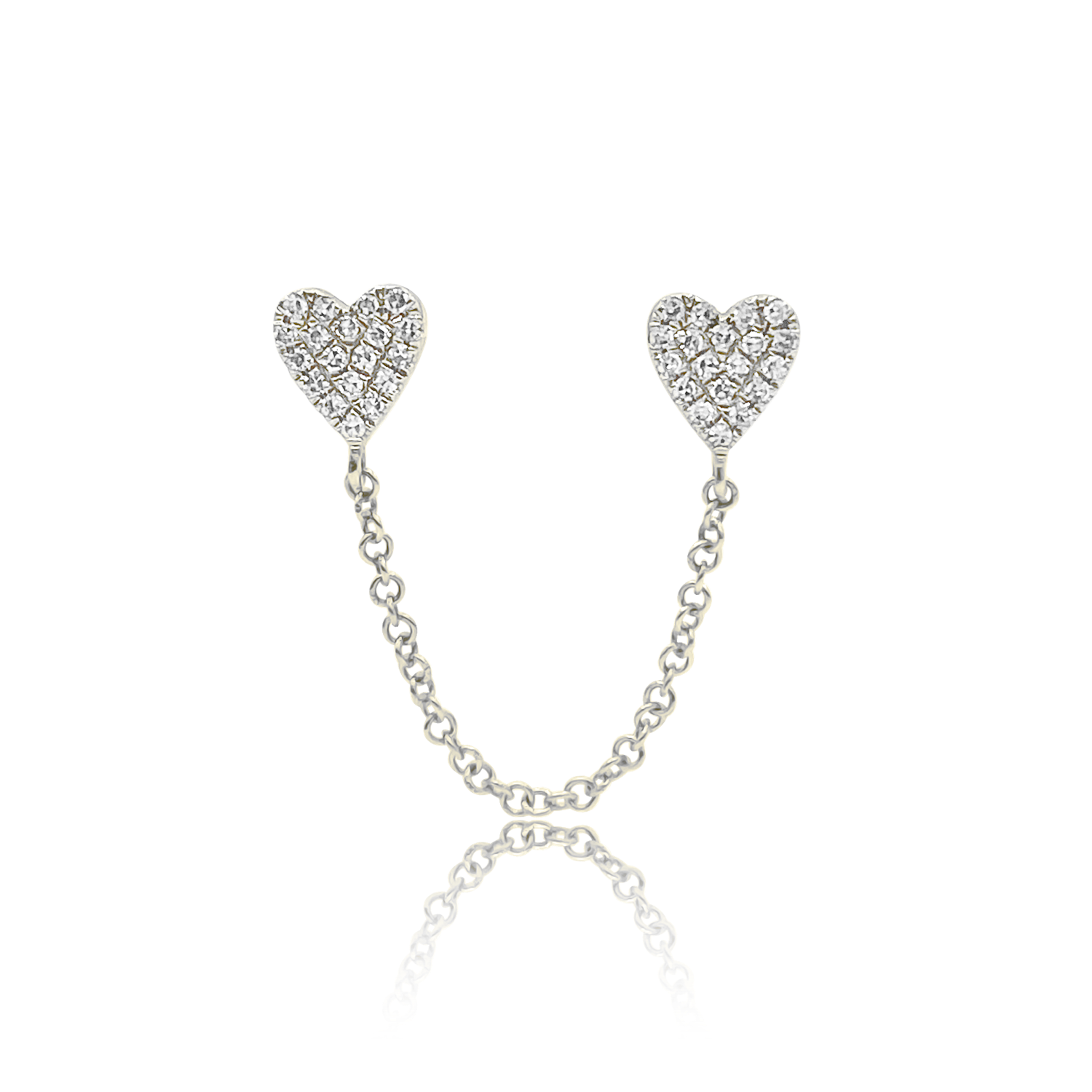 Chained Diamond Hearts - Designer Earrings - Ear Stylist by Jo Nayor