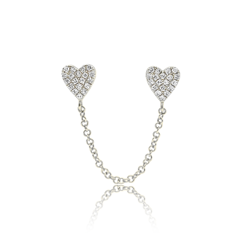 Chained Diamond Hearts - Designer Earrings - Ear Stylist by Jo Nayor