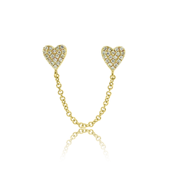 Chained Diamond Hearts - Designer Earrings - Ear Stylist by Jo Nayor