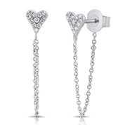 Tethered Pave Diamond Heart Earring - Earrings - The Ear Stylist