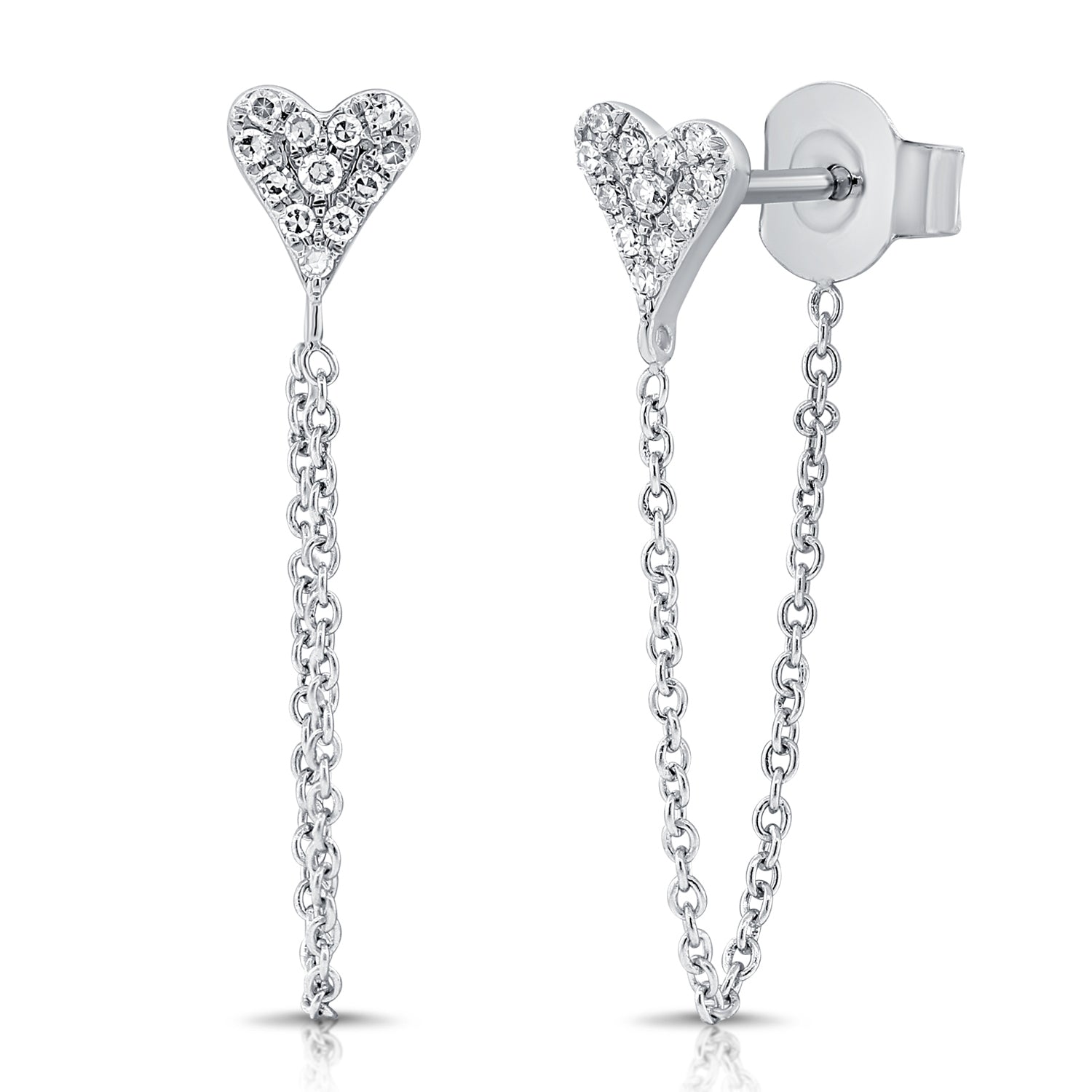 Tethered Pave Diamond Heart Earring - Earrings - The Ear Stylist