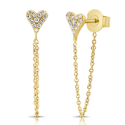 Tethered Pave Diamond Heart Earring - Earrings - The Ear Stylist