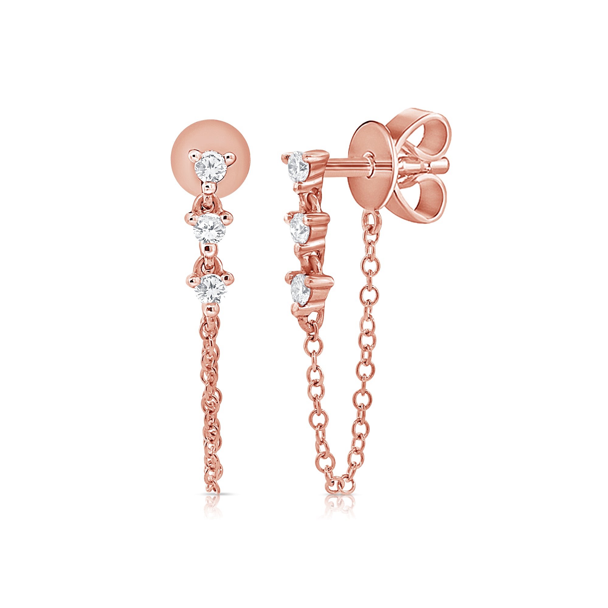 Tethered Triple Prong Set Diamond Earring - Earrings - Ear Stylist
