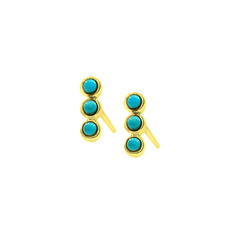 Tres Turquoise Stud Earring - Designer Earrings - The EarStylist by Jo Nayor 