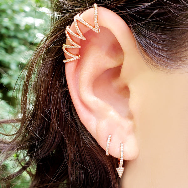 Mini Diamond Spike Hoop Earrings - The Ear Stylist by Jo Nayor