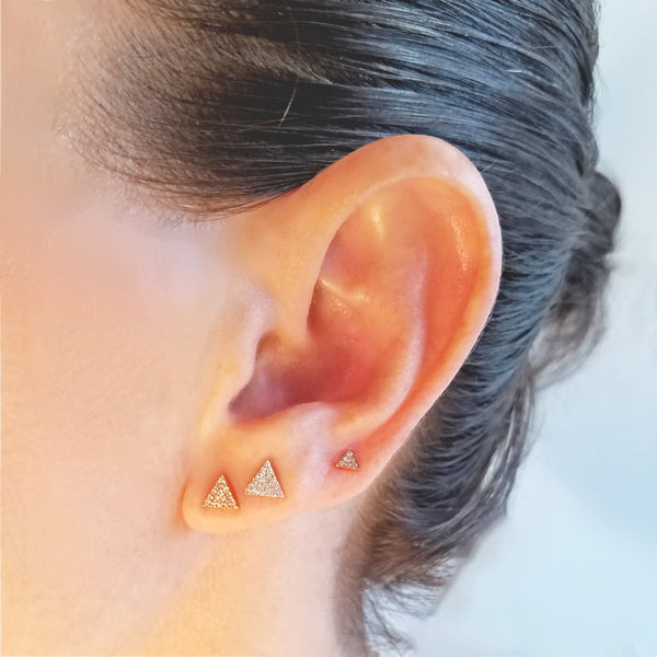 Medium Gold & Diamond Triangle Earring - The Ear Stylist by Jo Nayor