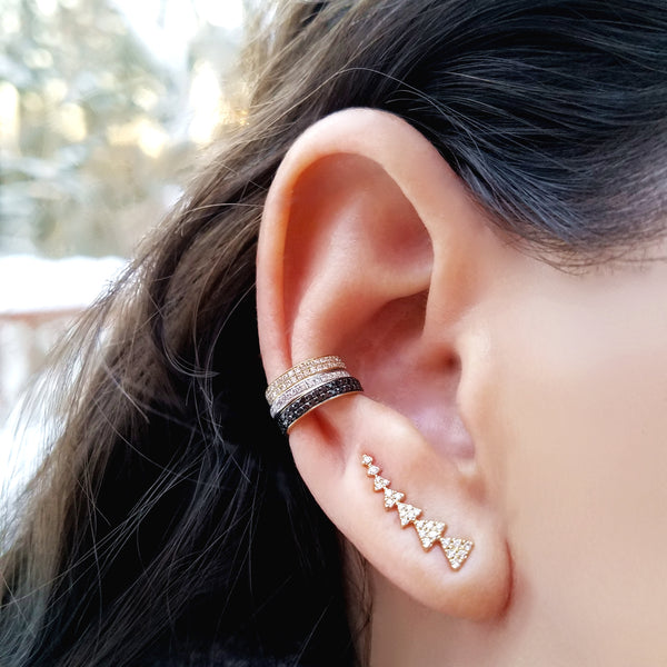 Gold and Diamond Triangle Climber Earring - The Ear Stylist by Jo Nayor