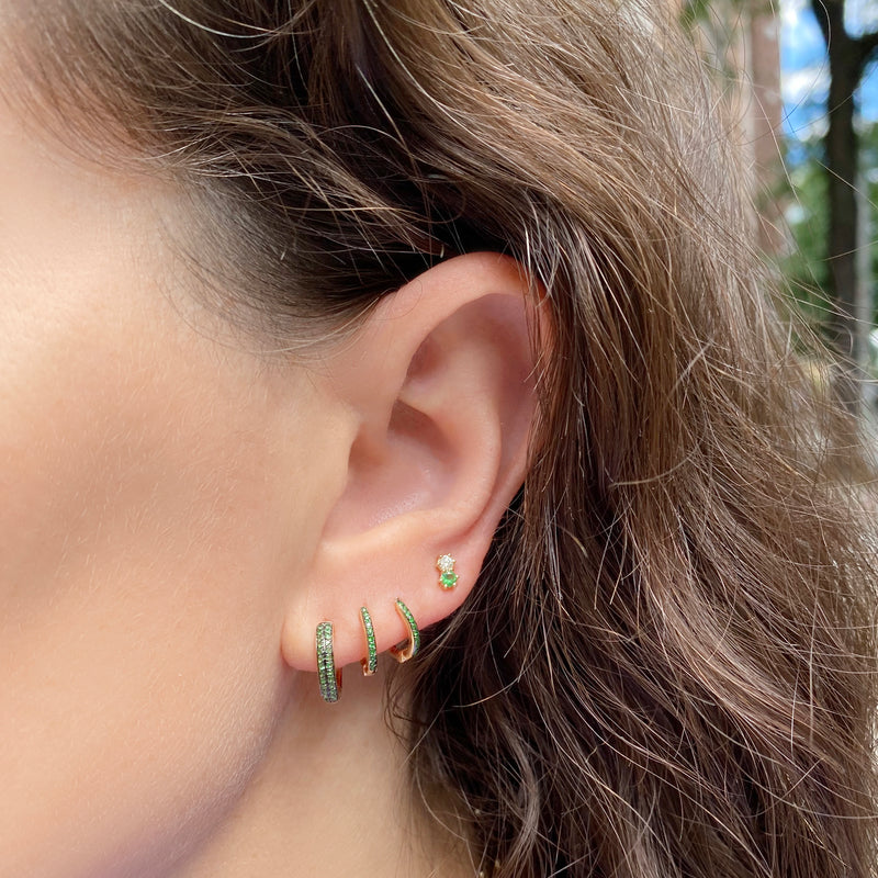 Tsavorite Hoop Earrings - Designer Earrings - Ear Stylist by Jo Nayor