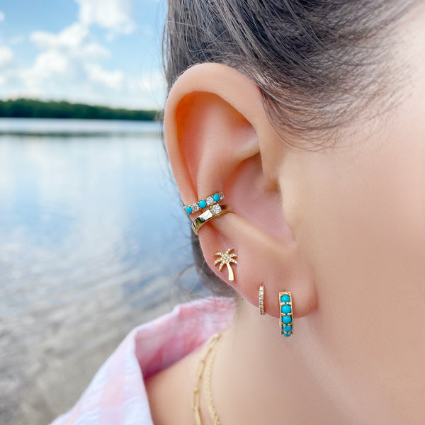 Turquoise Huggie Earrings - Designer Earrings - The EarStylist by Jo Nayor 