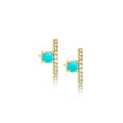 Ball and Bar Turquoise Stud Earring - Designer Earrings - Jo Nayor