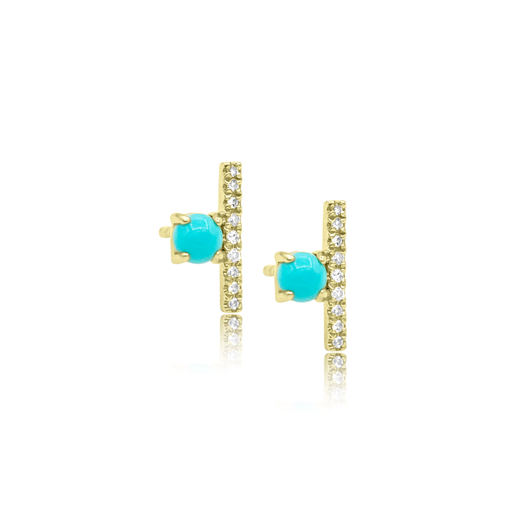 Ball and Bar Turquoise Stud Earring - Designer Earrings - Jo Nayor