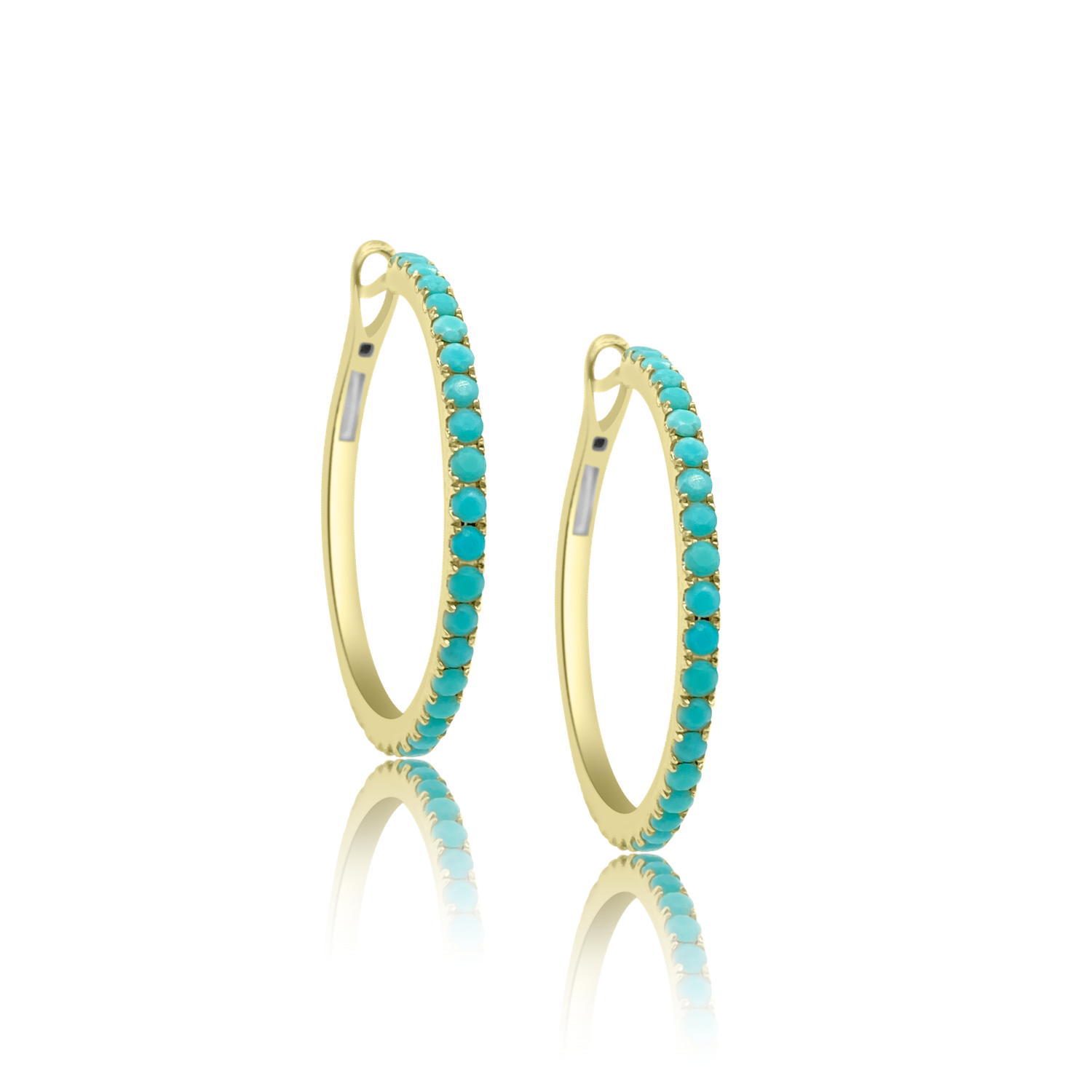 Classic 28MM Turquoise Hoop Earrings - The EarStylist by Jo Nayor