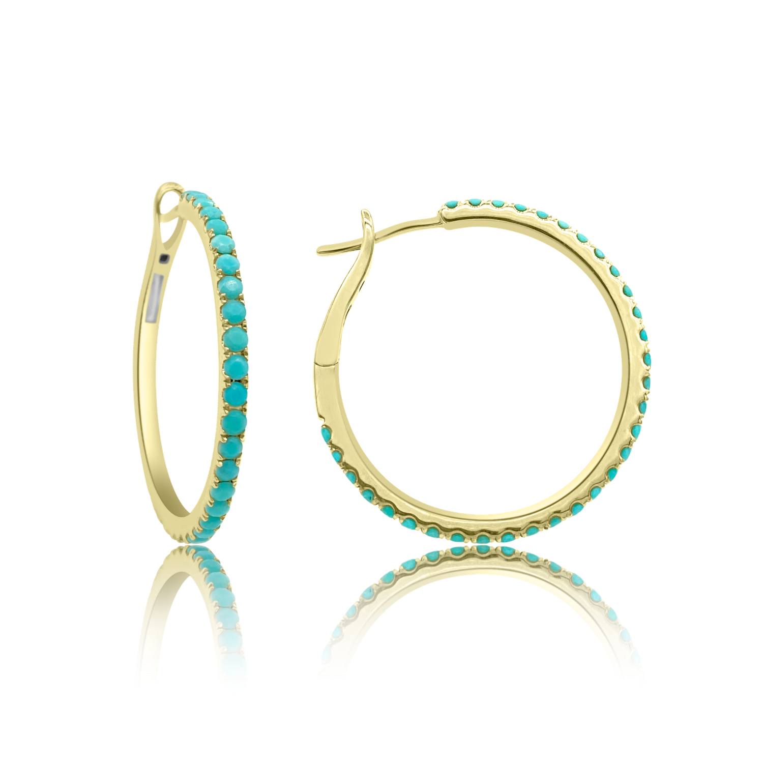 Classic 28MM Turquoise Hoop Earrings - The EarStylist by Jo Nayor