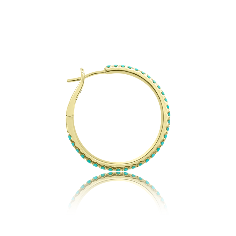 Classic 28MM Turquoise Hoop Earrings - The EarStylist by Jo Nayor