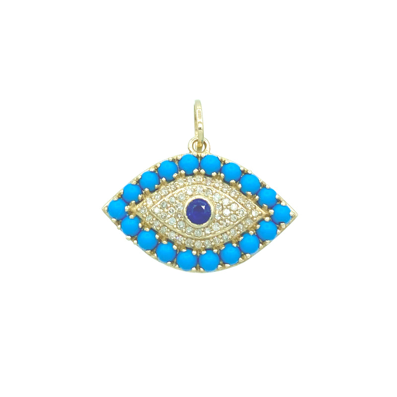 Turquoise Evil Eye Charm - Designer Earrings - The EarStylist by Jo Nayor 