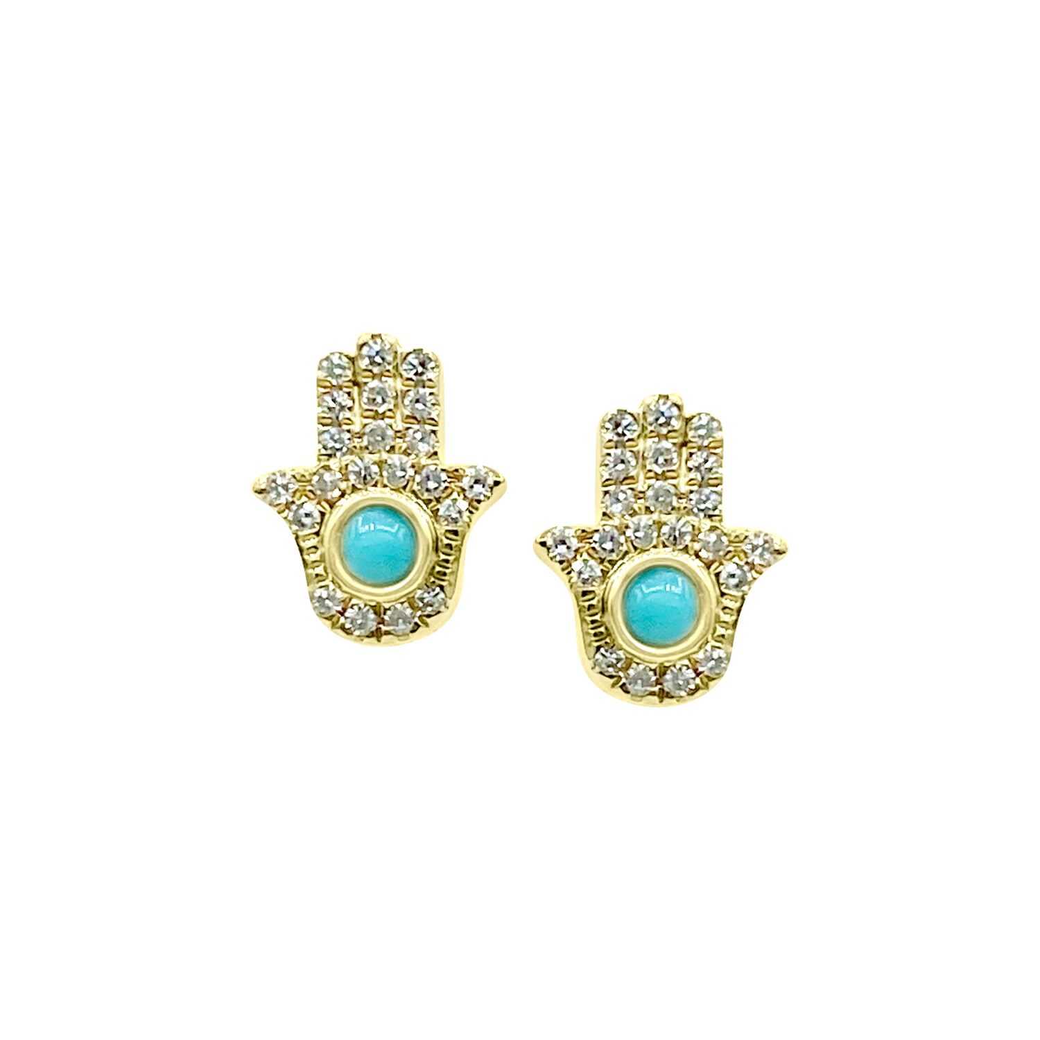 Diamond & Turquoise Hamsa Earring - Designer Earrings - The EarStylist
