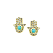 Diamond & Turquoise Hamsa Earring - Designer Earrings - The EarStylist