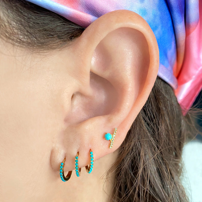 Ball and Bar Turquoise Stud Earring - Designer Earrings - Jo Nayor