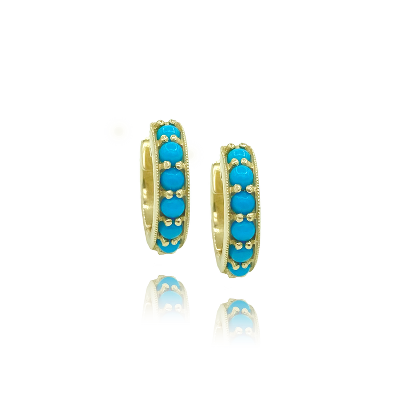 Turquoise Huggie Earrings - Designer Earrings - The EarStylist by Jo Nayor