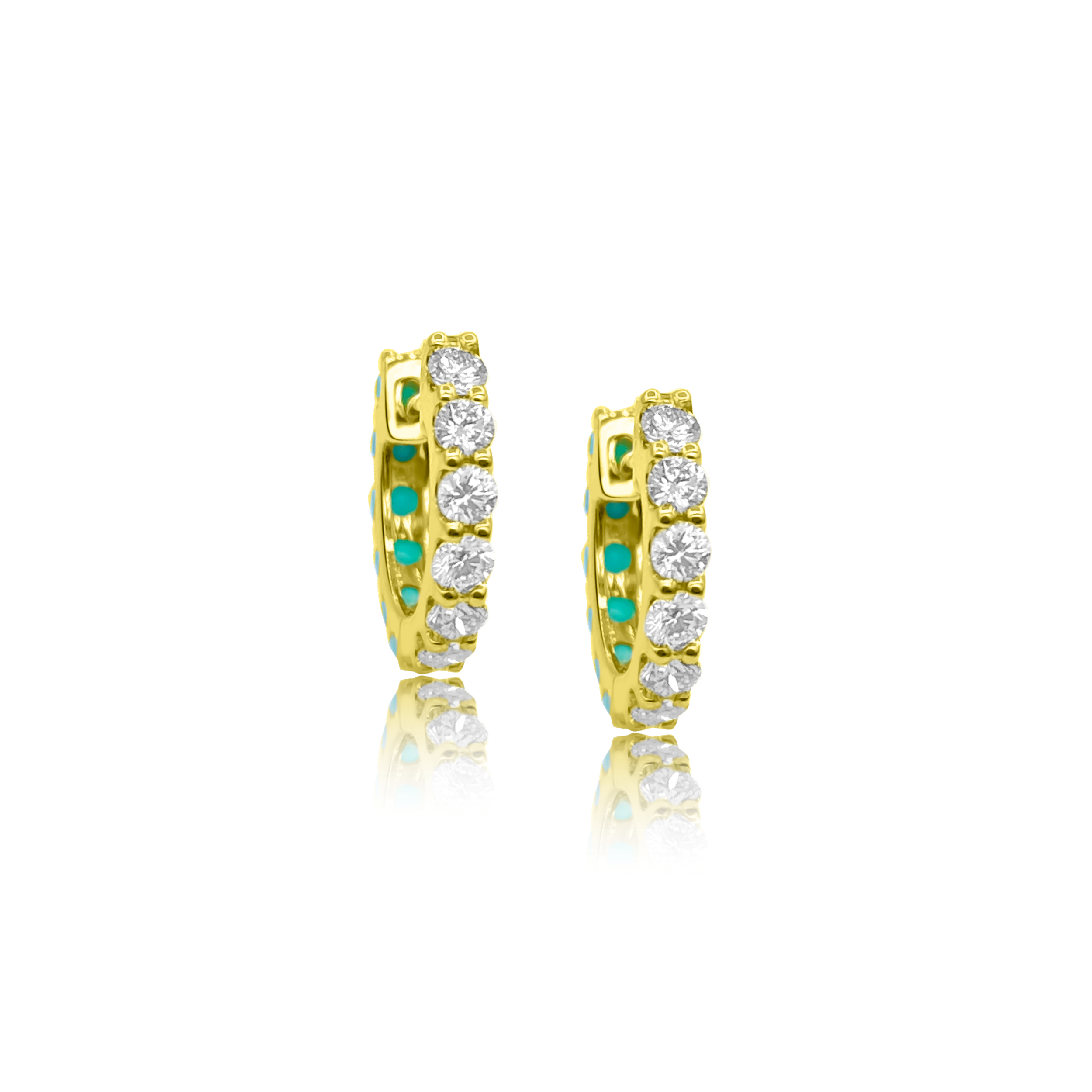 Reversible Diamond & Turquoise Gemma Huggie Earrings - Ear Stylist