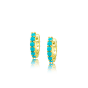 Reversible Diamond & Turquoise Gemma Huggie Earrings - Ear Stylist