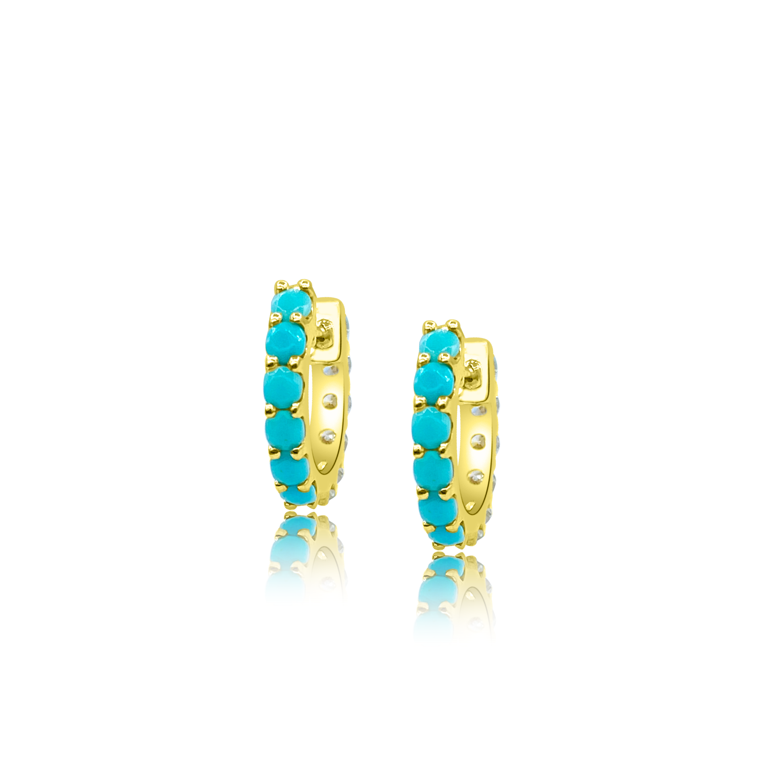Reversible Diamond & Turquoise Gemma Huggie Earrings - Ear Stylist