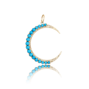 Diamond & Turquoise Waxing Crescent Moon Charm - Necklaces - Jo Nayor 