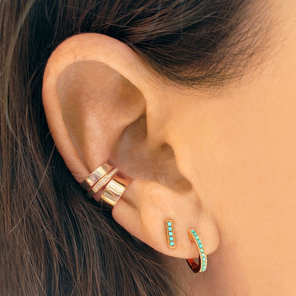 Gold & Turquoise Mini Stick Stud Earring - The Ear Stylist by Jo Nayor