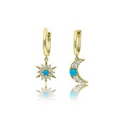 Sunburst and Moon Turquoise Huggie Duo - Earrings - The EarStylist