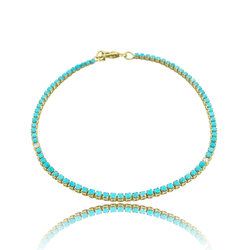 Turquoise and Diamond Tennis Bracelet - Designer Bracelet - Jo Nayor