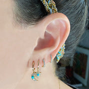 Sunburst and Moon Turquoise Huggie Duo - Earrings - The EarStylist