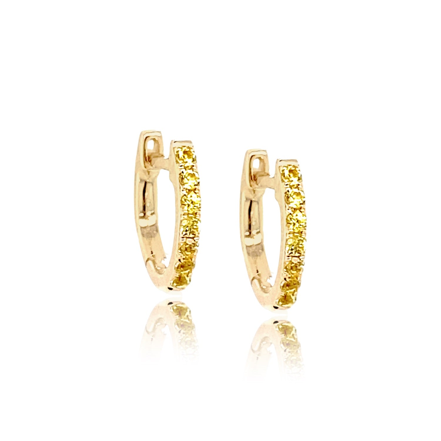 Yellow Sapphire Mini Hoops - Designer Earring - EarStylist by Jo Nayor