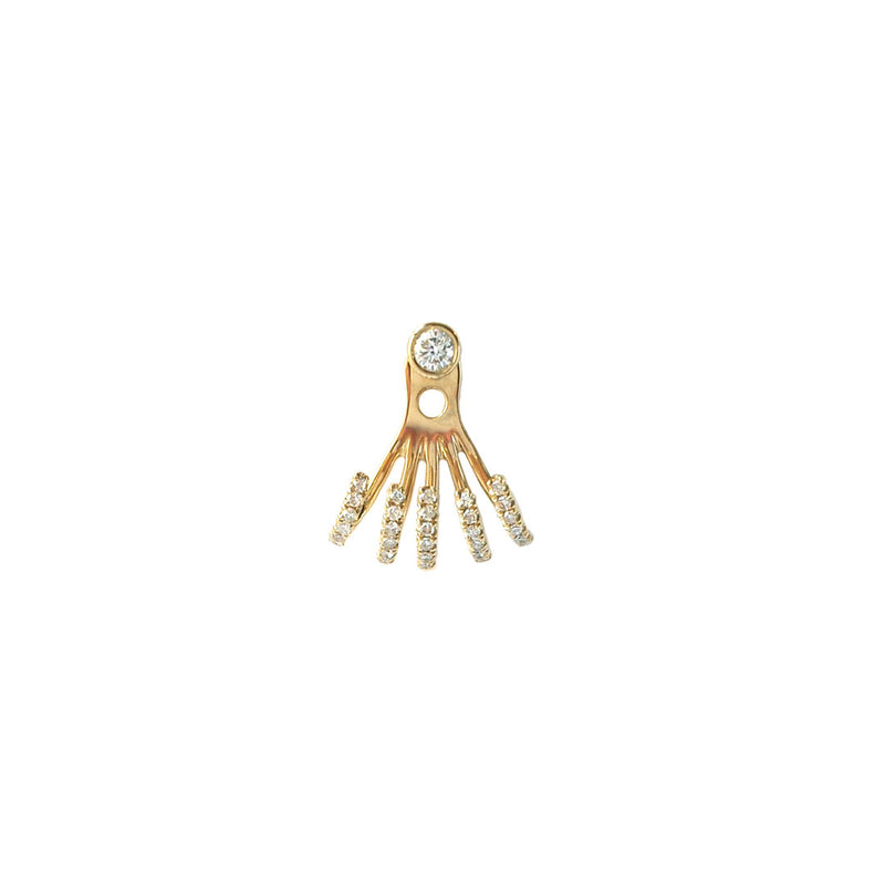 Gold and Diamond Stud and Claw Jacket Earring - The Ear Stylist by Jo Nayor