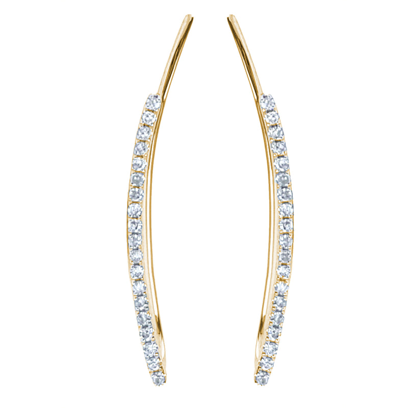 Gold and Diamond Curved Stick Climber Earring - The Ear Stylist by Jo Nayor