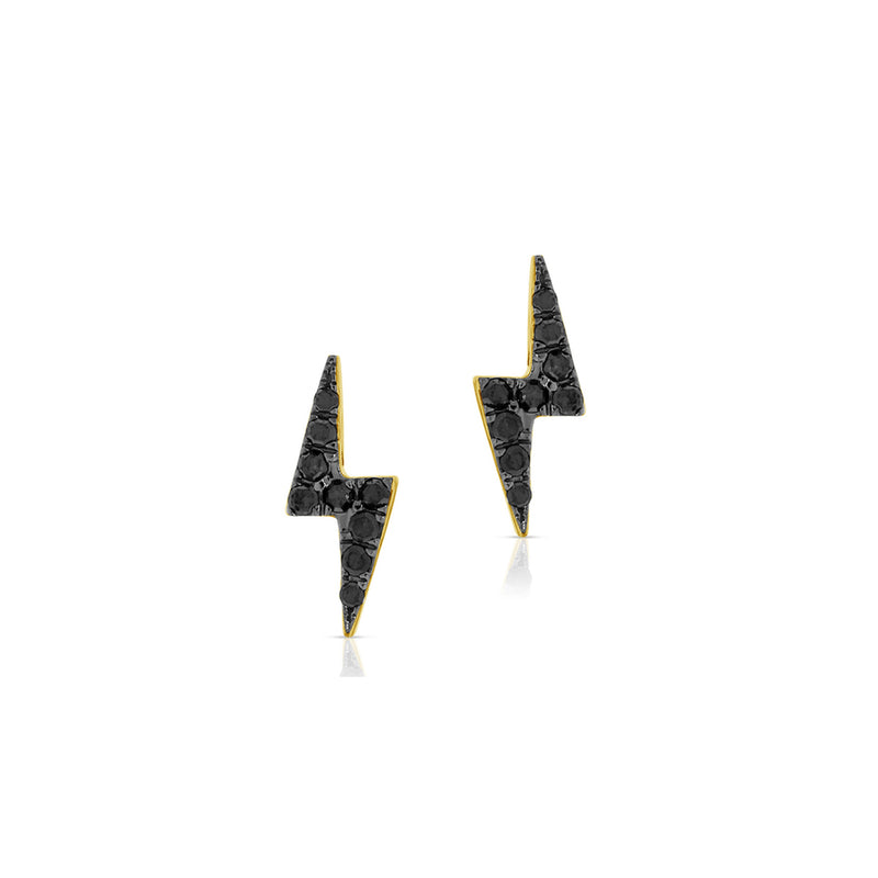 Black Diamond Lightning Bolt Stud Earrings - The Ear Stylist by Jo Nayor