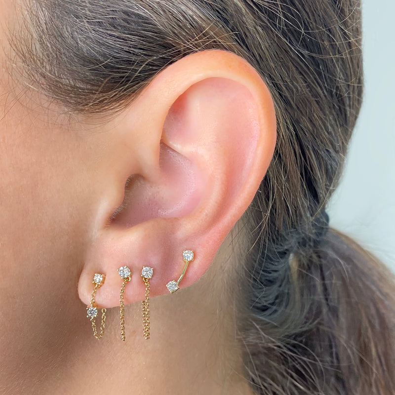 Curved Diamond Studs - Designer Earrings - Ear Stylist by Jo Nayor