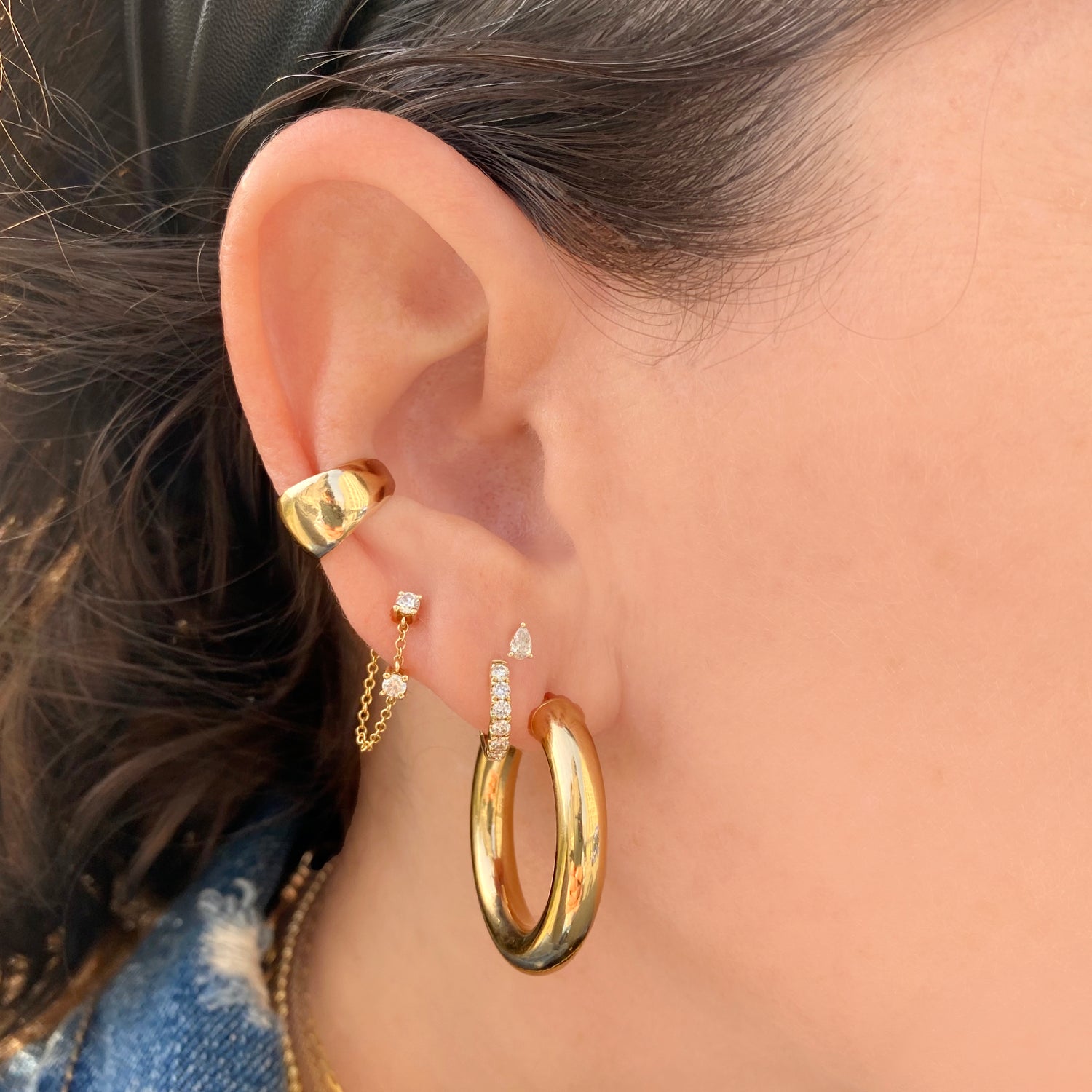 14K Gold Baby Dahlia Hoops- Designer Earrings - The EarStylist