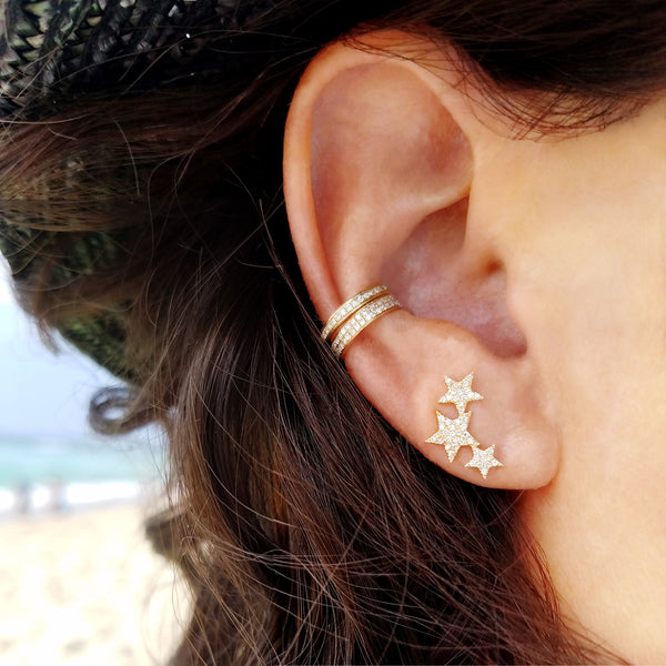 Three Star Diamond Cluster Post Earring - The Ear Stylist by Jo Nayor