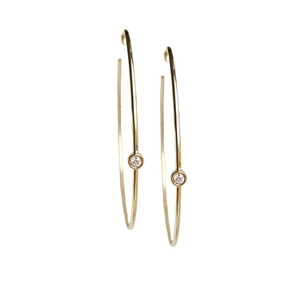 Bezeled Diamond Hoop Earrings - The Ear Stylist by Jo Nayor