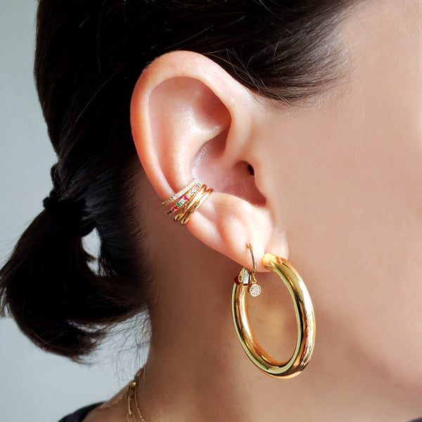 Dangling Diamond Mini Hoop Earrings - The Ear Stylist by Jo Nayor