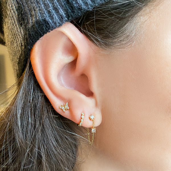 Small Diamond Butterfly Stud Earring - The Ear Stylist by Jo Nayor
