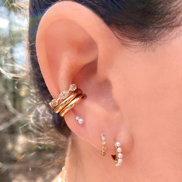 Diamond and Pearl Duo - Designer Earrings - The EarStylist by Jo Nayor