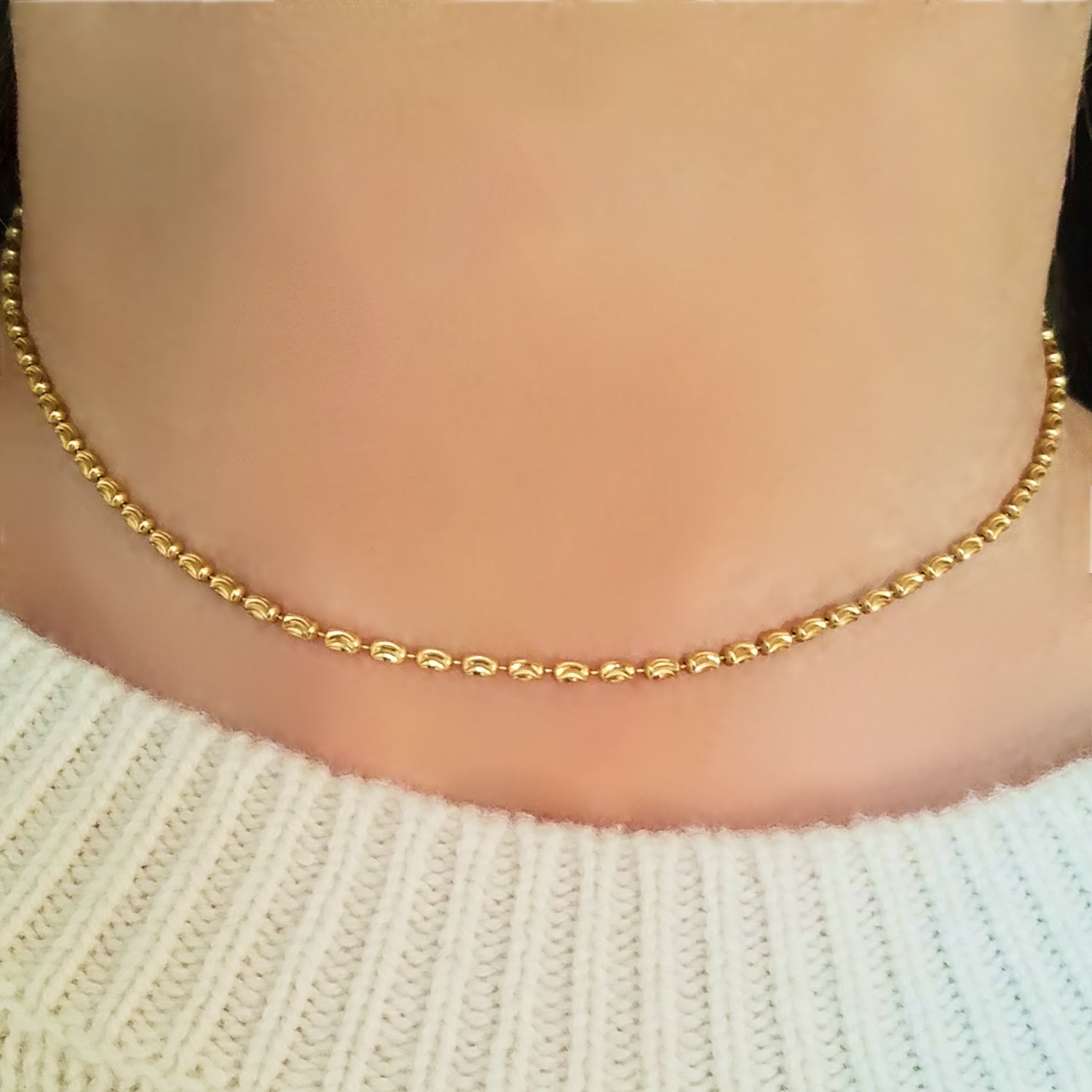 14K Gold Barrel Bead Necklace - The Ear Stylist by Jo Nayor