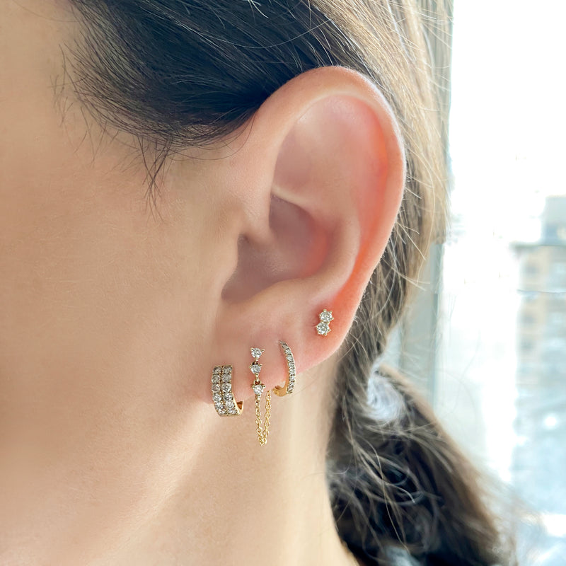 Tethered Triple Prong Set Diamond Earring - Earrings - Ear Stylist