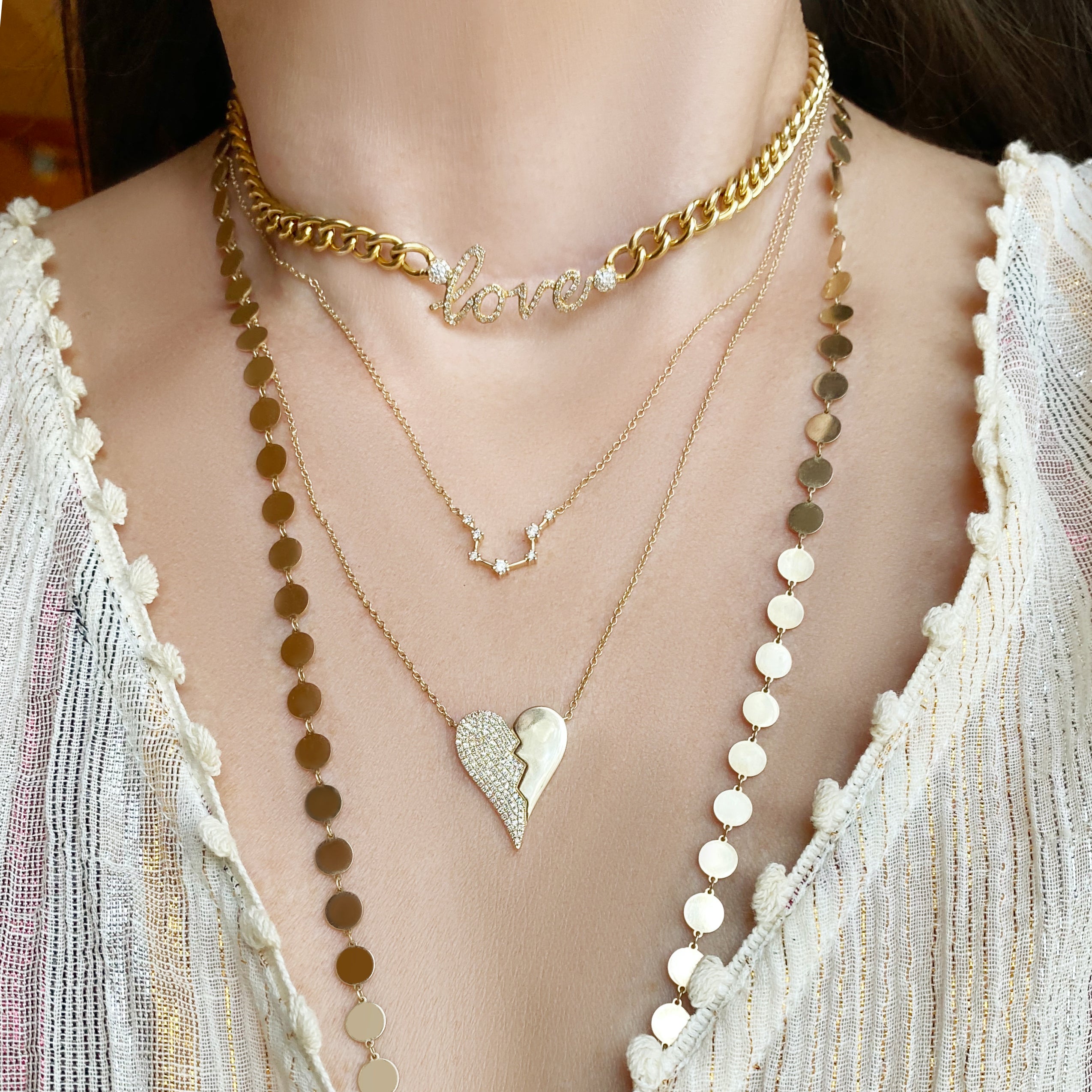Diamond Love Curb Chain Necklace - Designer Earrings - The EarStylist by Jo Nayor 