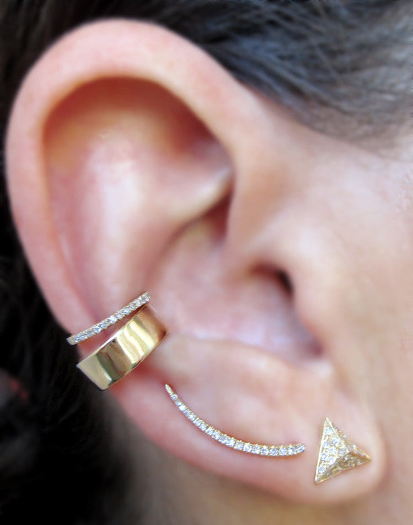 Gold and Diamond Scimitar Climber Earring - The Ear Stylist by Jo Nayor